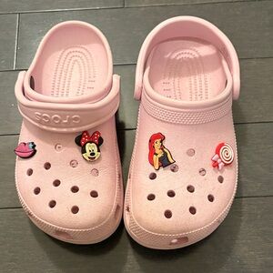 Crocs Pink Clogs with Fun Charms